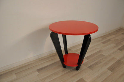 Einmailger Art Deco-Beistelltisch in Feuerrot