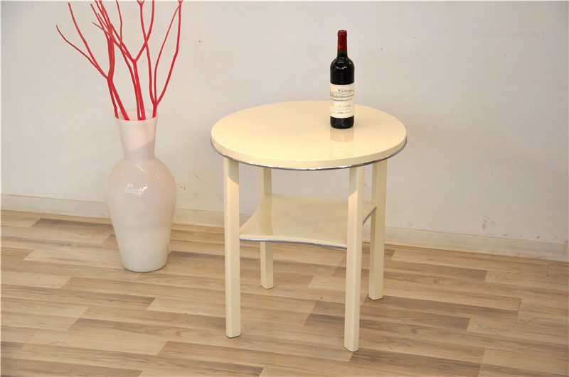 Art Deco Beistelltisch in creme weiß