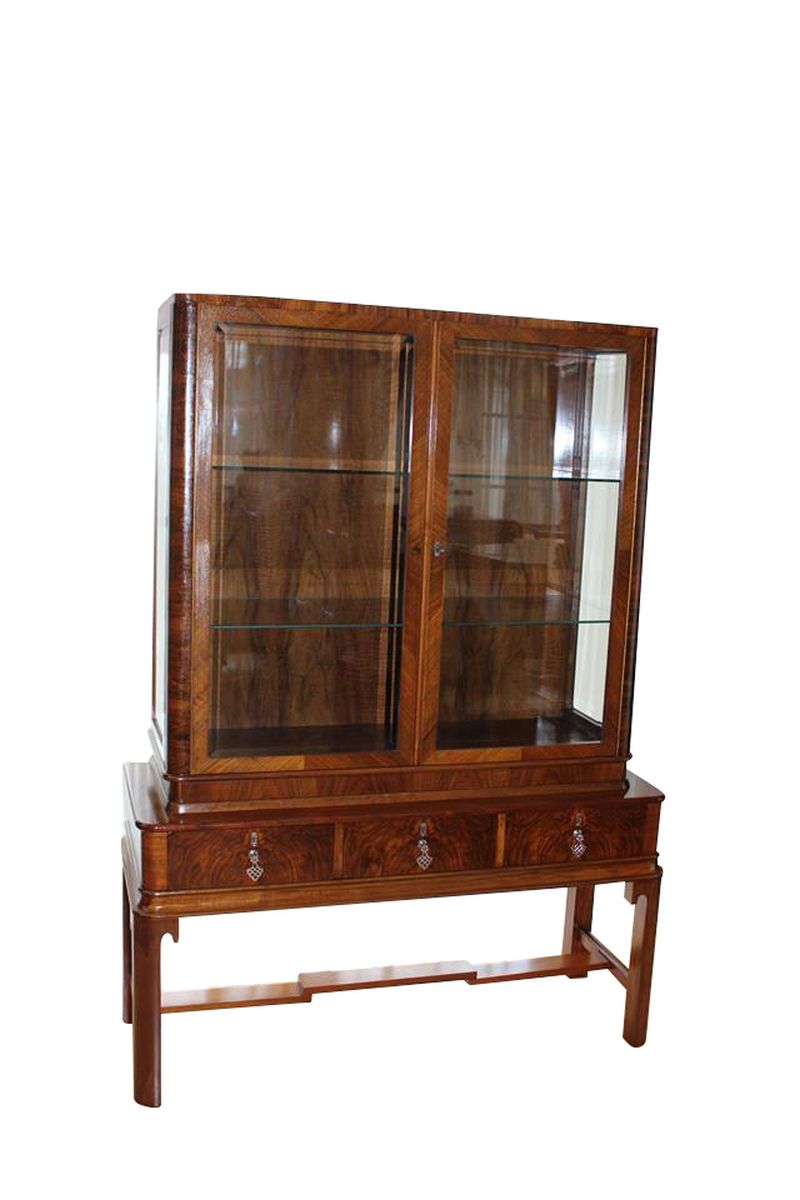 Braune Art Deco Vitrine