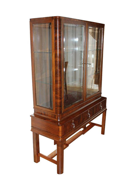 Braune Art Deco Vitrine