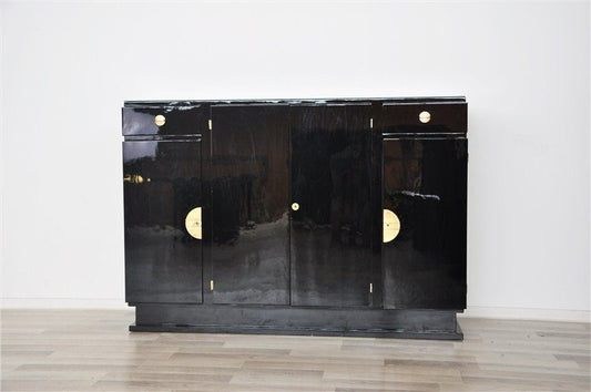 Art Deco Highboard mit Messingbeschlägen