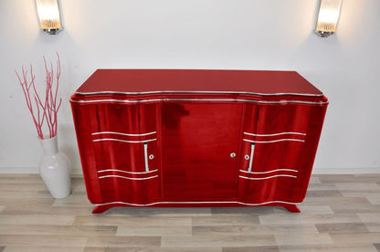 Art-Deco-Sideboard in Metallic Rot