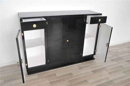 Art Deco Highboard mit Messingbeschlägen