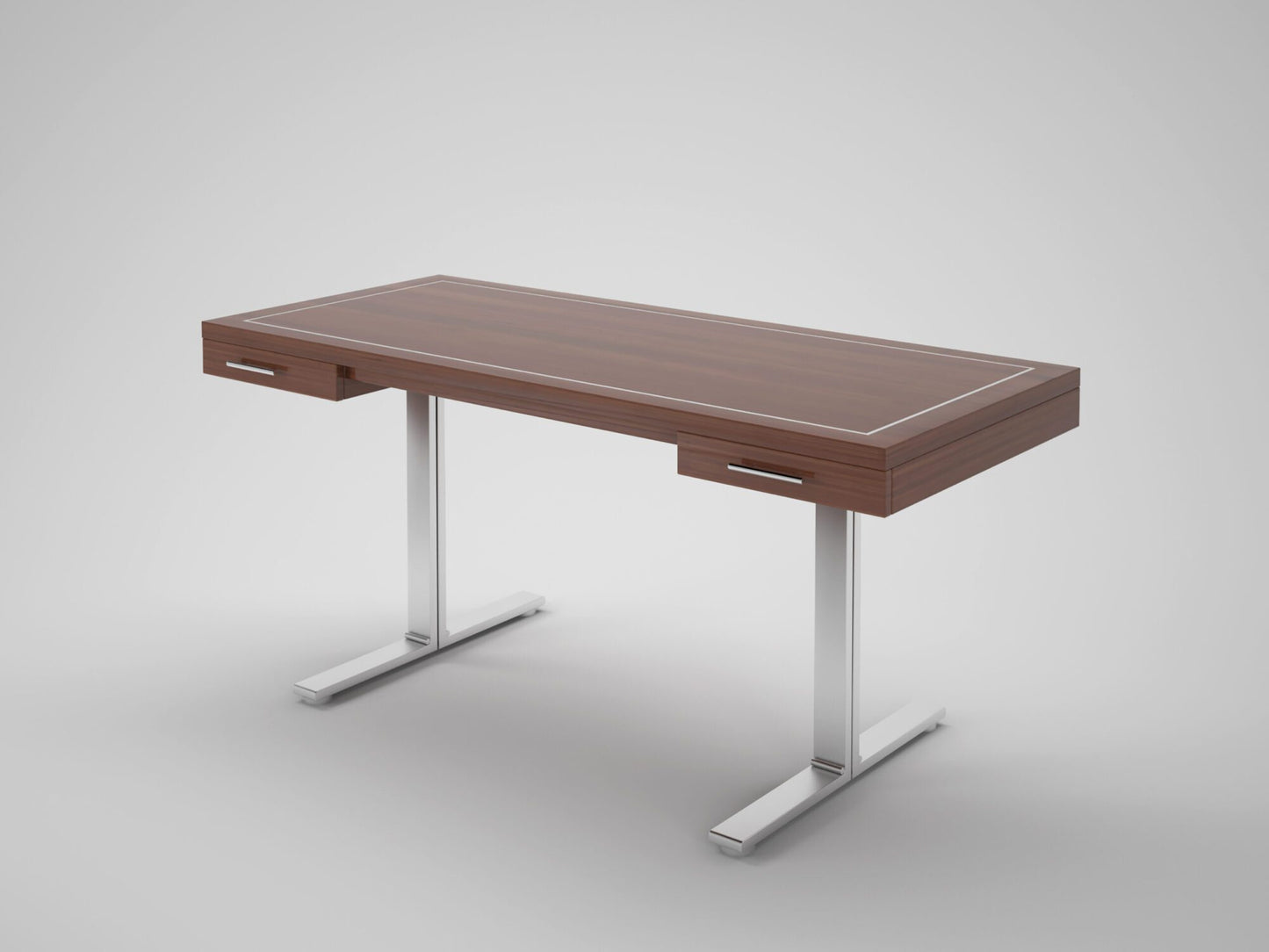 Palisander Design Schreibtisch mit Stahlfüßen