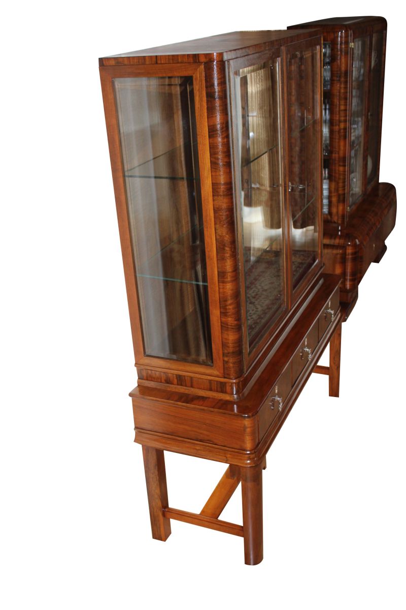 Braune Art Deco Vitrine