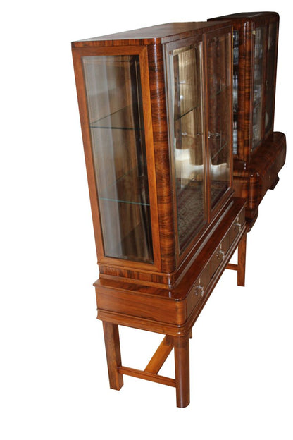 Braune Art Deco Vitrine
