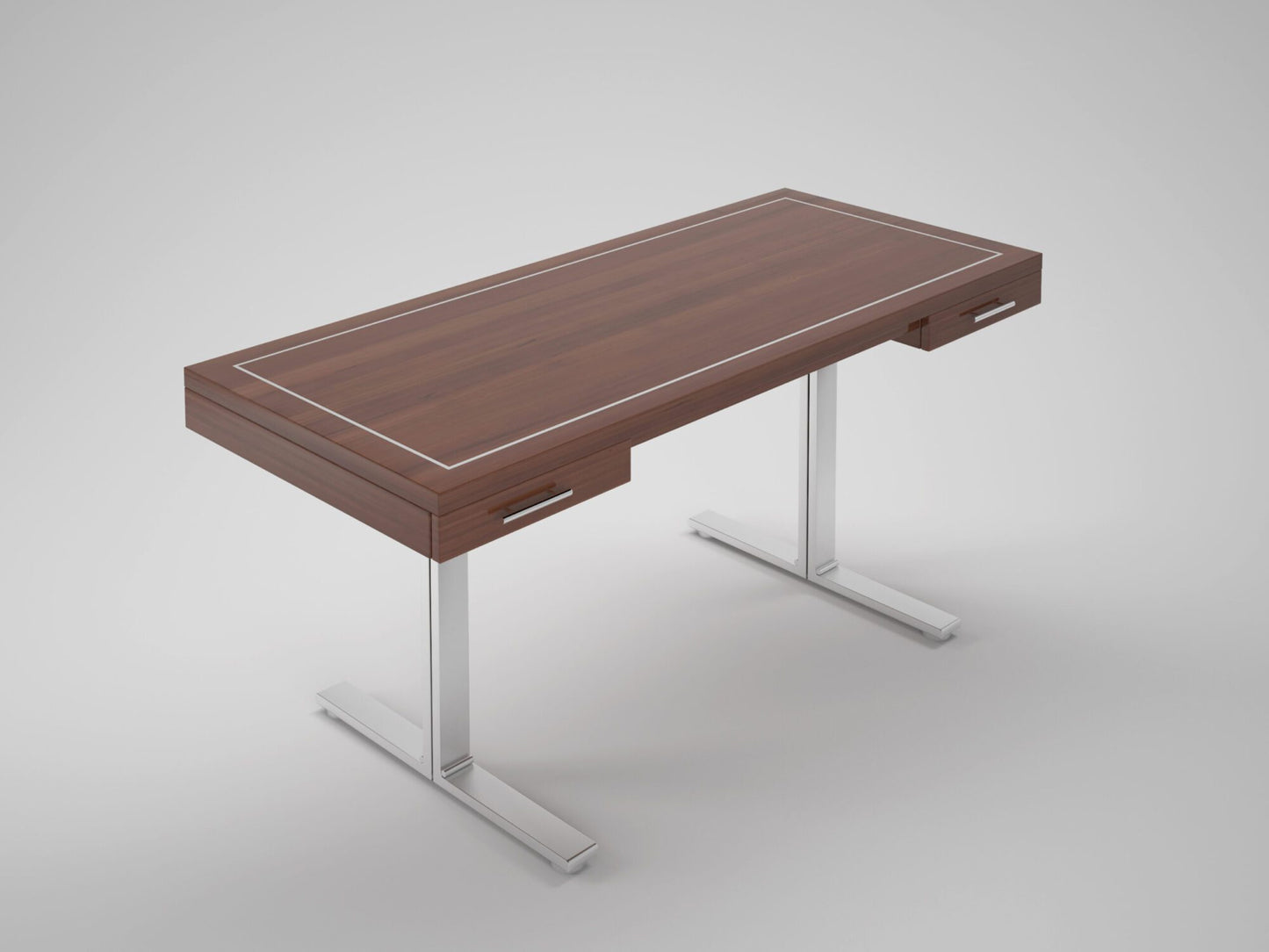 Palisander Design Schreibtisch mit Stahlfüßen