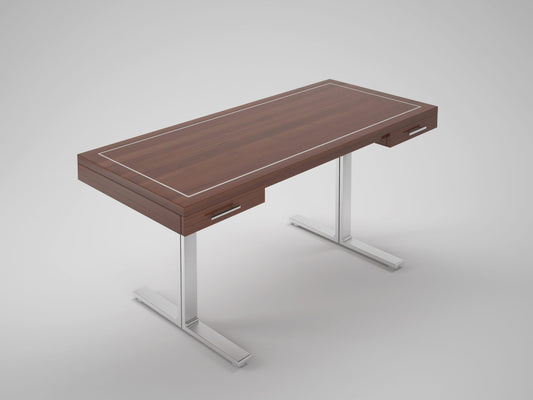 Palisander Design Schreibtisch mit Stahlfüßen