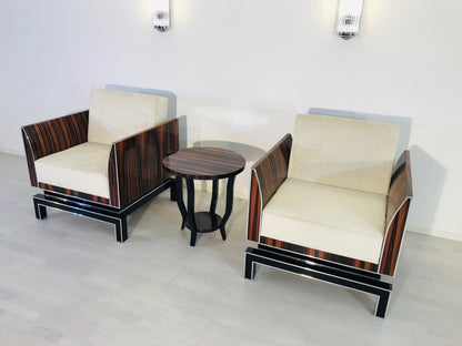 Pärchen Design Sessel im Art Deco Stil - Makassar &amp; Klavierlack