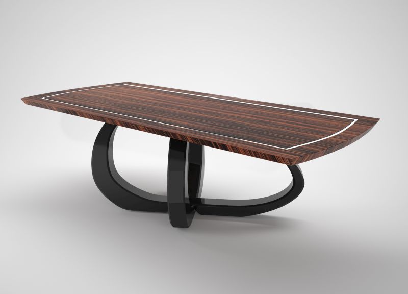 Design-Esstisch mit geschwungenem Fuß