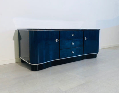 Blaue Art Deco Kommode oder Lowboard Frankreich 1930er