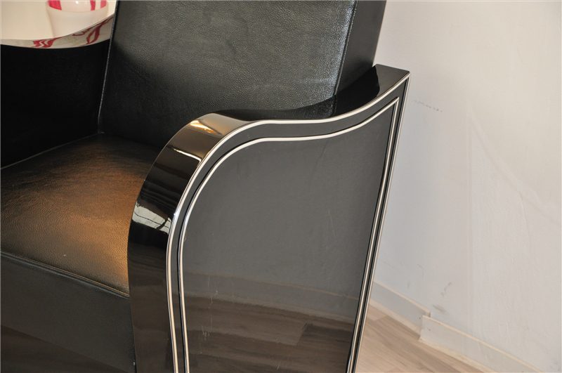 Pair of Art Deco Armchairs with Chrome Bars