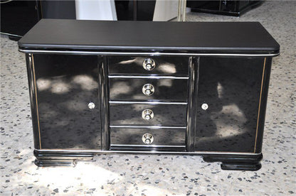 Art Deco Kommode mit Lederplatte mit vier Schubläden