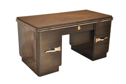 Art Deco Schreibtisch mit grau-schwarzer Metallic Lackierung