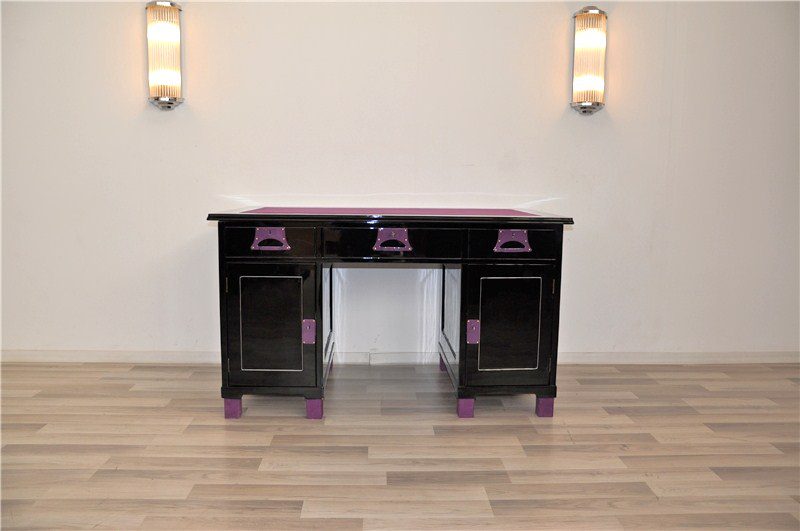 Art Deco Ladies Desk Black / Lilac
