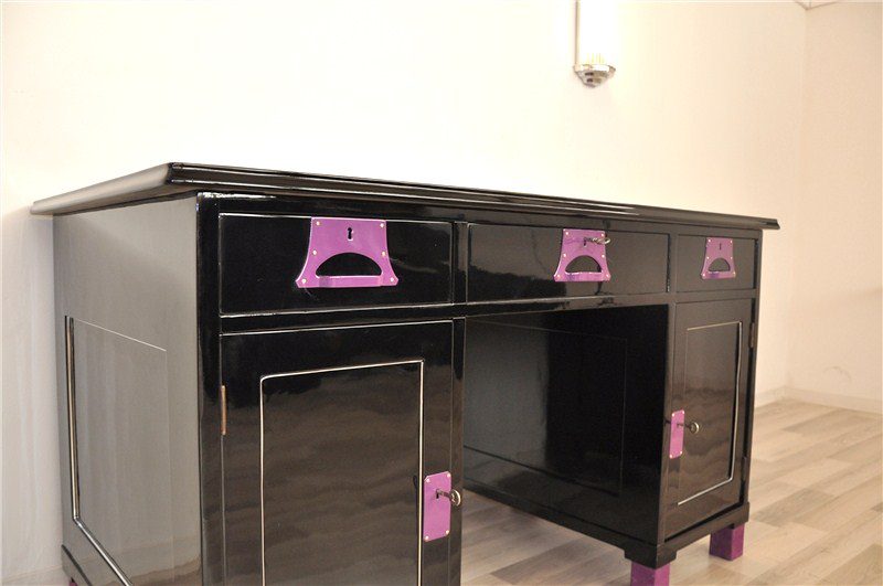 Art Deco Ladies Desk Black / Lilac
