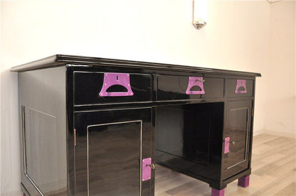 Art Deco Ladies Desk Black / Lilac