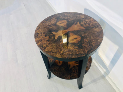 Art Deco Beistelltisch mit einzigartiger Nussbaumplatte