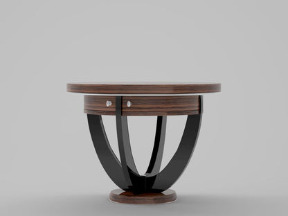 Art Deco Makassar Beistelltisch mit Schubladen