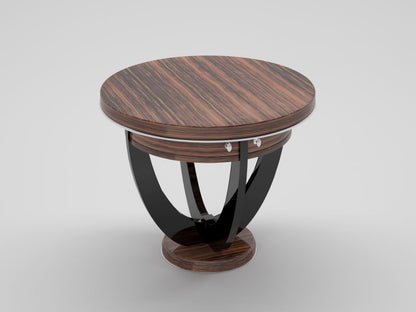 Art Deco Makassar Beistelltisch mit Schubladen