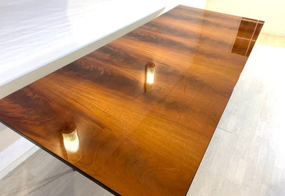 Bauhaus Design Esstisch/ Schreibtisch mit Nussbaumplatte