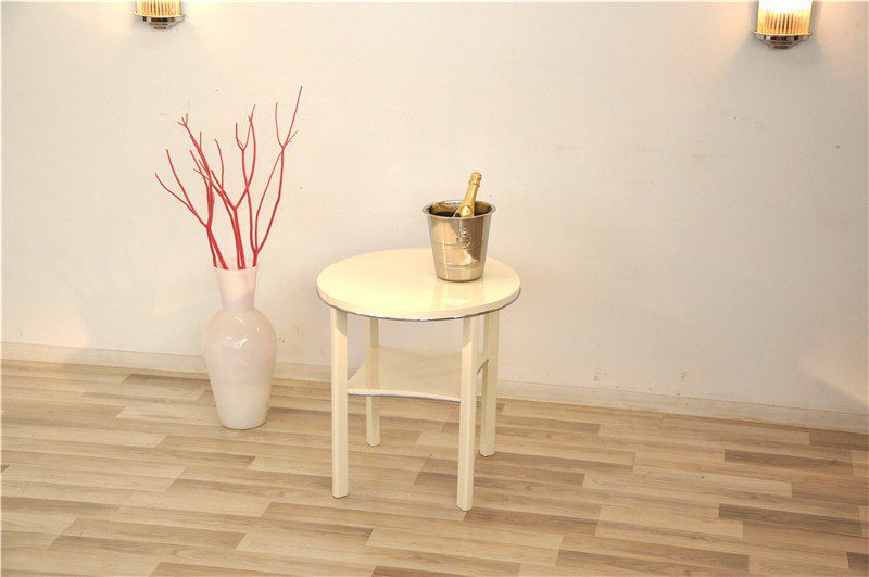 Art Deco Beistelltisch in creme weiß