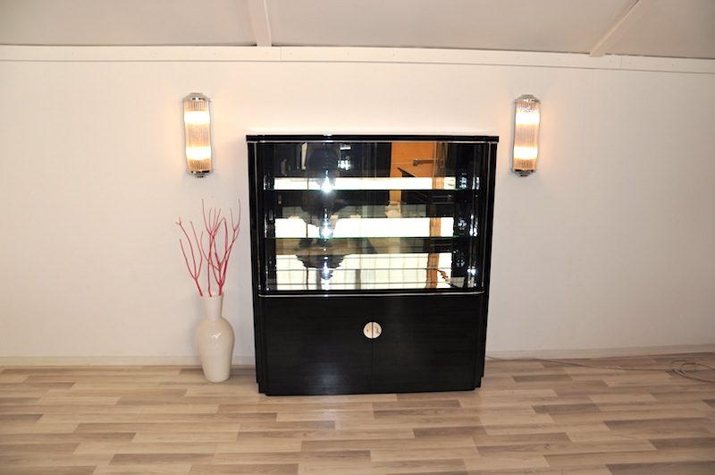 Art Deco Display Cabinet with a Groove and Lighting