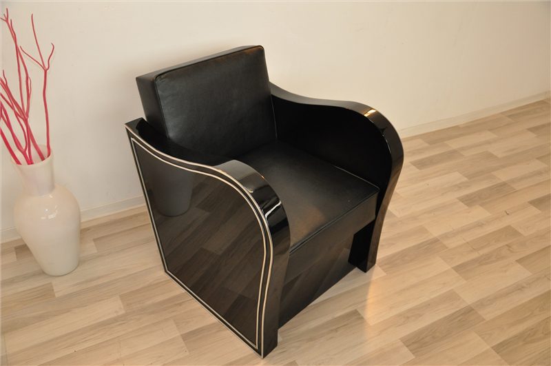 Pair of Art Deco Armchairs with Chrome Bars
