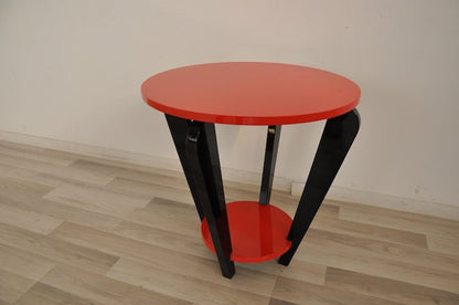 Art-Deco-Beistelltisch in Feuerrot