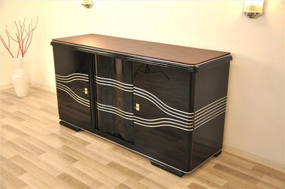 Außergewöhnliches Sideboard im Art-déco-Stil mit Lederplatte