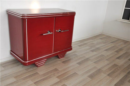 Art Deco Style Commode in Fire Red