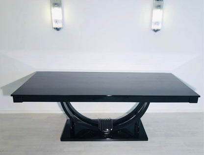 Adolf Loos Art Deco Esstisch in Hochglanz Schwarz