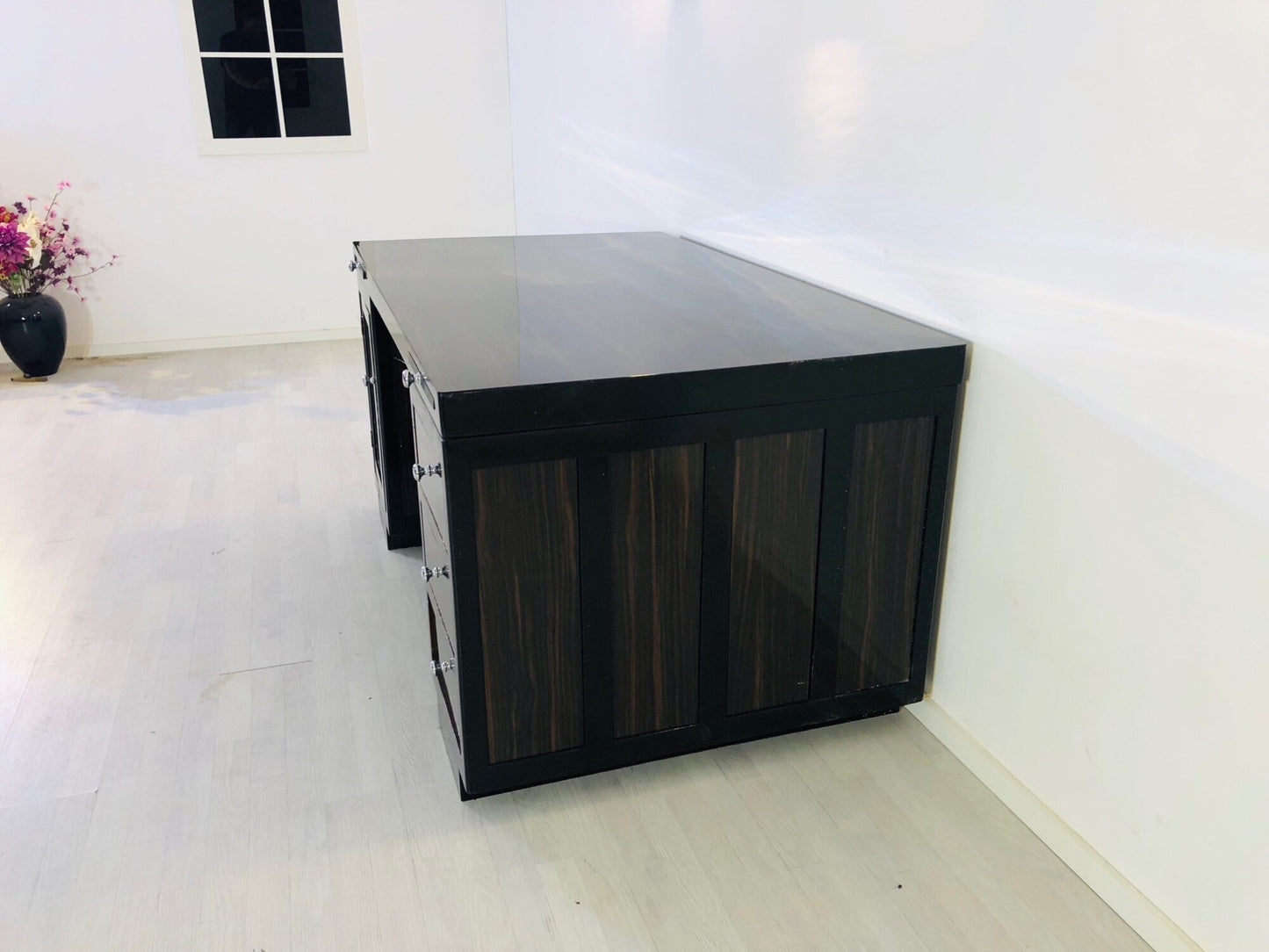 Art Deco Schreibtisch aus Makassar-Holz mit Hochglanz-Finish