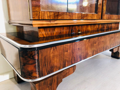 1930er Art Deco Vitrinen Schrank aus Nussbaumholz