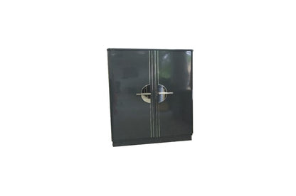 Art-Deco-Chromeliner-Schrank, Grau-Metallic