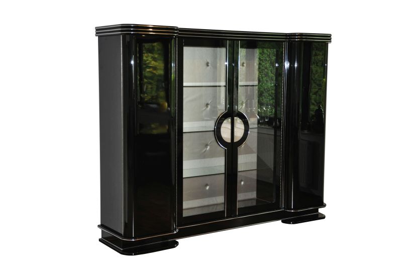 Art Deco Schrank in Hochglanzschwarz