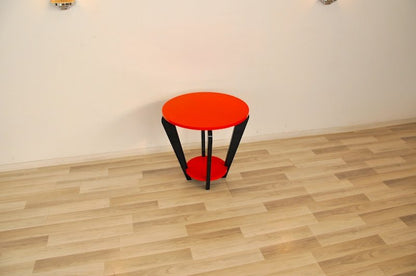 Art-Deco-Beistelltisch in Feuerrot