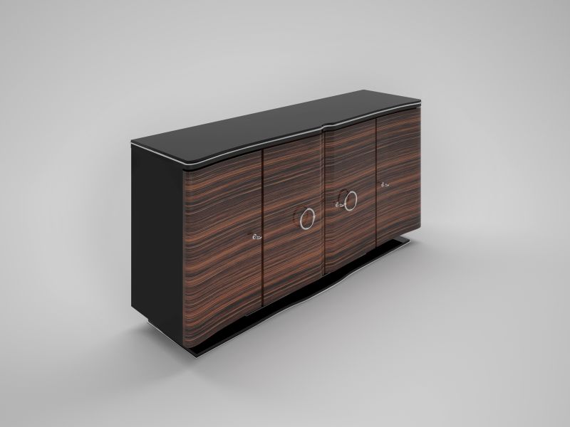 Geschwungenes Makassar Art Deco Design Sideboard