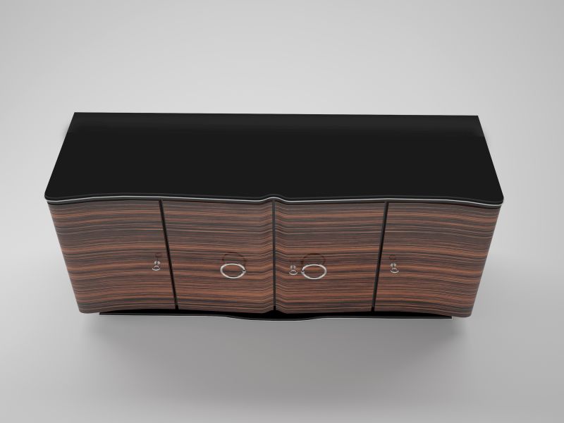 Geschwungenes Makassar Art Deco Design Sideboard