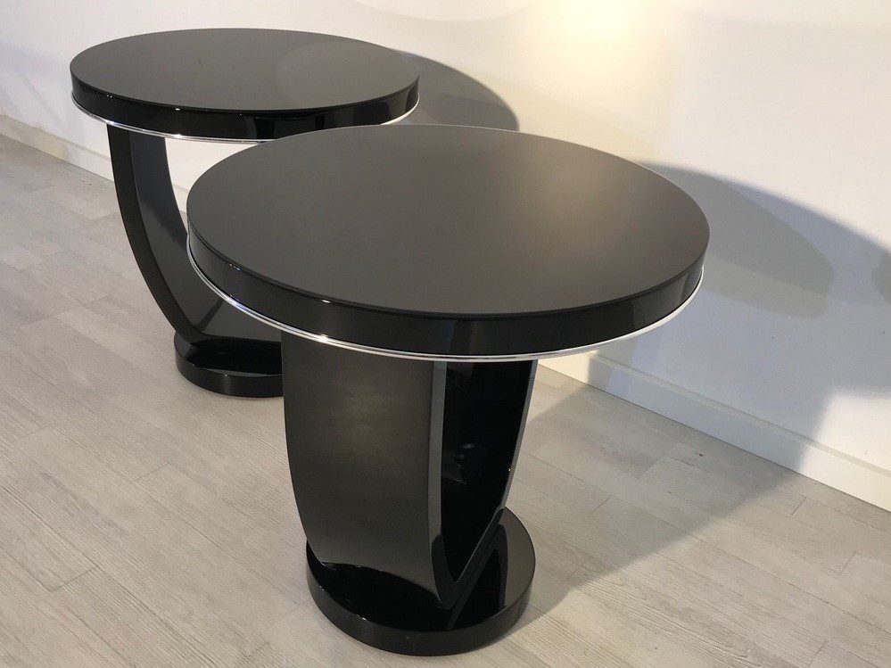 Schwarze Art Deco Beistelltische