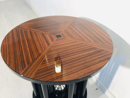 Art Deco Beistelltisch mit Säulenfuß und Kirschholz