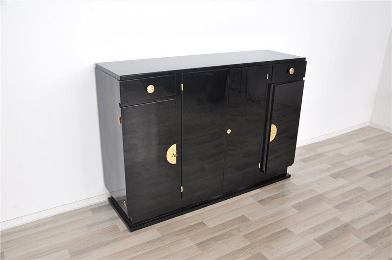 Art Deco Highboard mit Messingbeschlägen