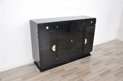 Art Deco Highboard mit Messingbeschlägen