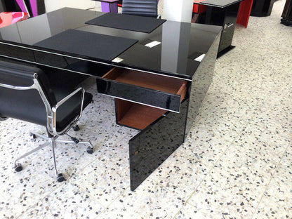 Bauhaus Design Partnerdesk XXL Hochglanz Schwarz