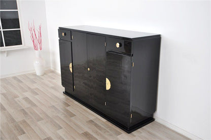 Art Deco Highboard mit Messingbeschlägen