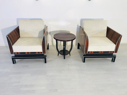 Pärchen Design Sessel im Art Deco Stil - Makassar &amp; Klavierlack