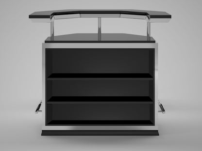 Schwarze Art Deco Bar mit Chromapplikationen