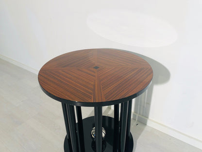 Art Deco Beistelltisch mit Säulenfuß und Kirschholz