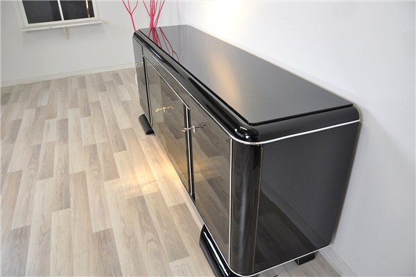 Art Deco Lowboard mit Lacobelglasplatte