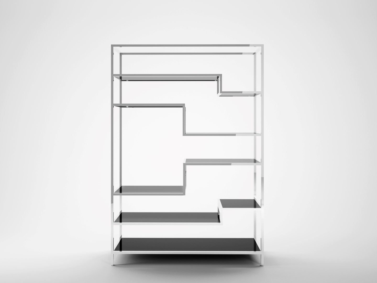 Design Regal-Pärchen aus Chrom & Glas